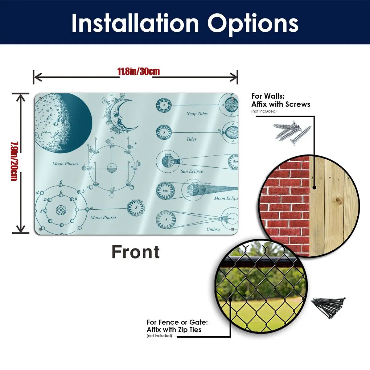 

Drawing Moon Phases Sign 11.8*7.9 In One Size Metal Tin Signs For Home Decor