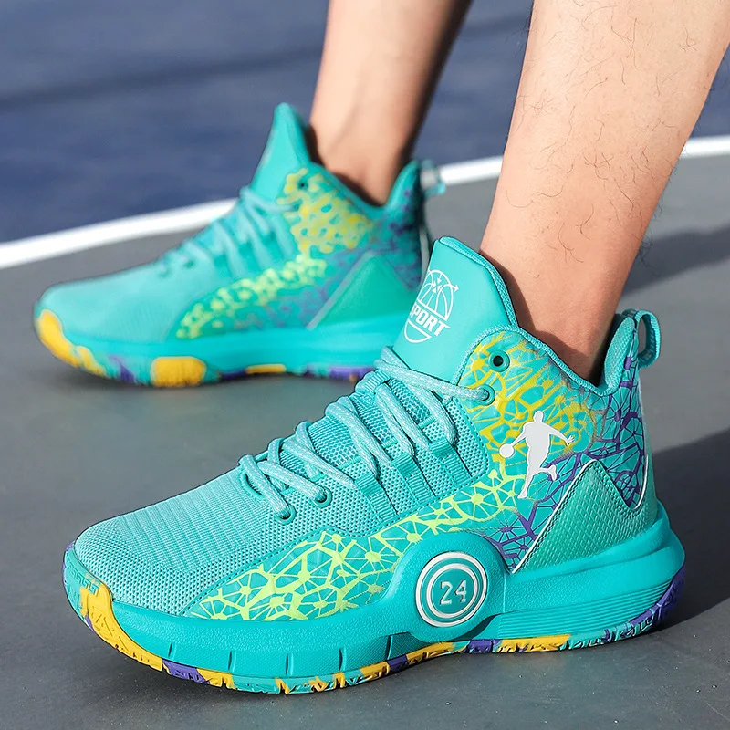 Men's Basketball Shoes Hiph Top Blue Outdoor Sport Sneakers Basketball Pringted Men Designer Shoes Couple Zapatillas De Deporte