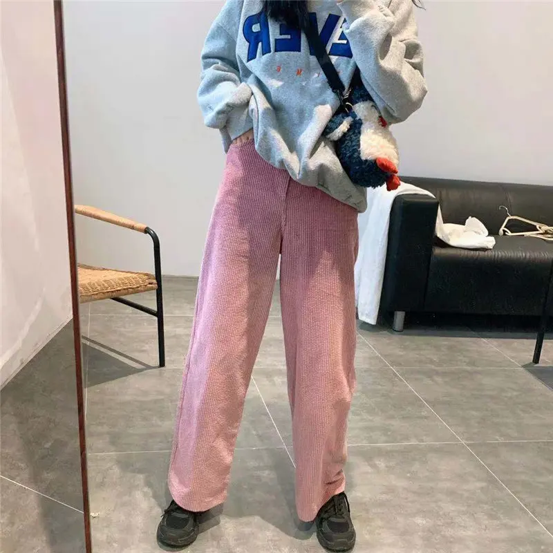 Alien Kitty прямые однотонные вельветовые для отдыха и офиса женские 2020 стильные