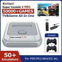 super console x pro retro video game consoles tv box with 50000 games for pspps1n64dc emulators with wireless controllers
