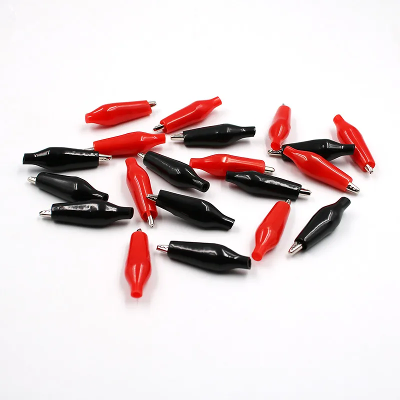 

10PCS 28MM Metal Alligator Clip Alligator Clip Test Probe Meter Black Red Plastic Sheath
