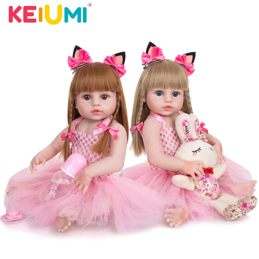

KEIUMI 19 Inch Sweet Fairy DIY Long Hair Silicone Reborn Baby Dolls Full Silicone Reborn Baby Gifts For Children Birthday Xams