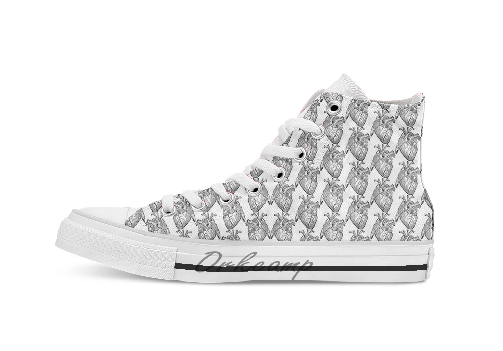 Дышащие Повседневные высокие кеды на шнуровке с сердечками кроссовки Прямая