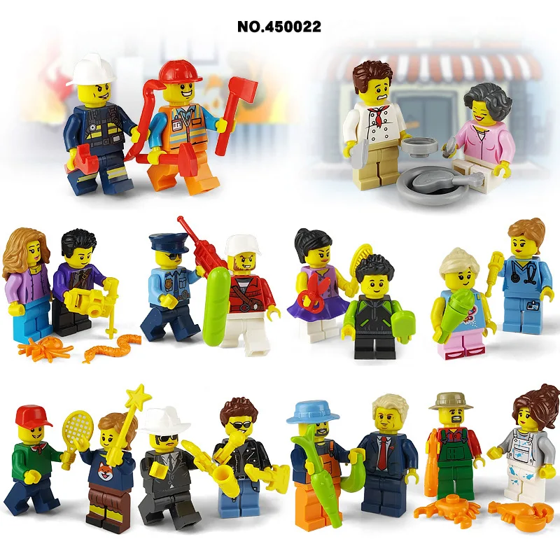 children 20 mini city professional people jewelry cartoon doll minifigure accessories assembled building block toy gift for kids free global shipping