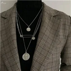 AOMU подарок для девочек металлические подвески серебряный крест ожерелье для женщин мужчин влюбленных ювелирные изделия Геометрическая прямоугольная цепочка Ожерелье