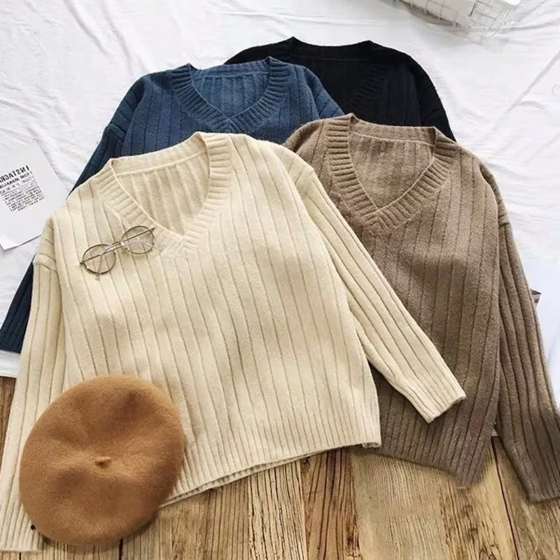 

Women Autumn Casual 2 Pieces Set Long Sleeve V-neck Pullovers + Side Split Dress Female Sweater Knit Dress Suits Ensembles Femme