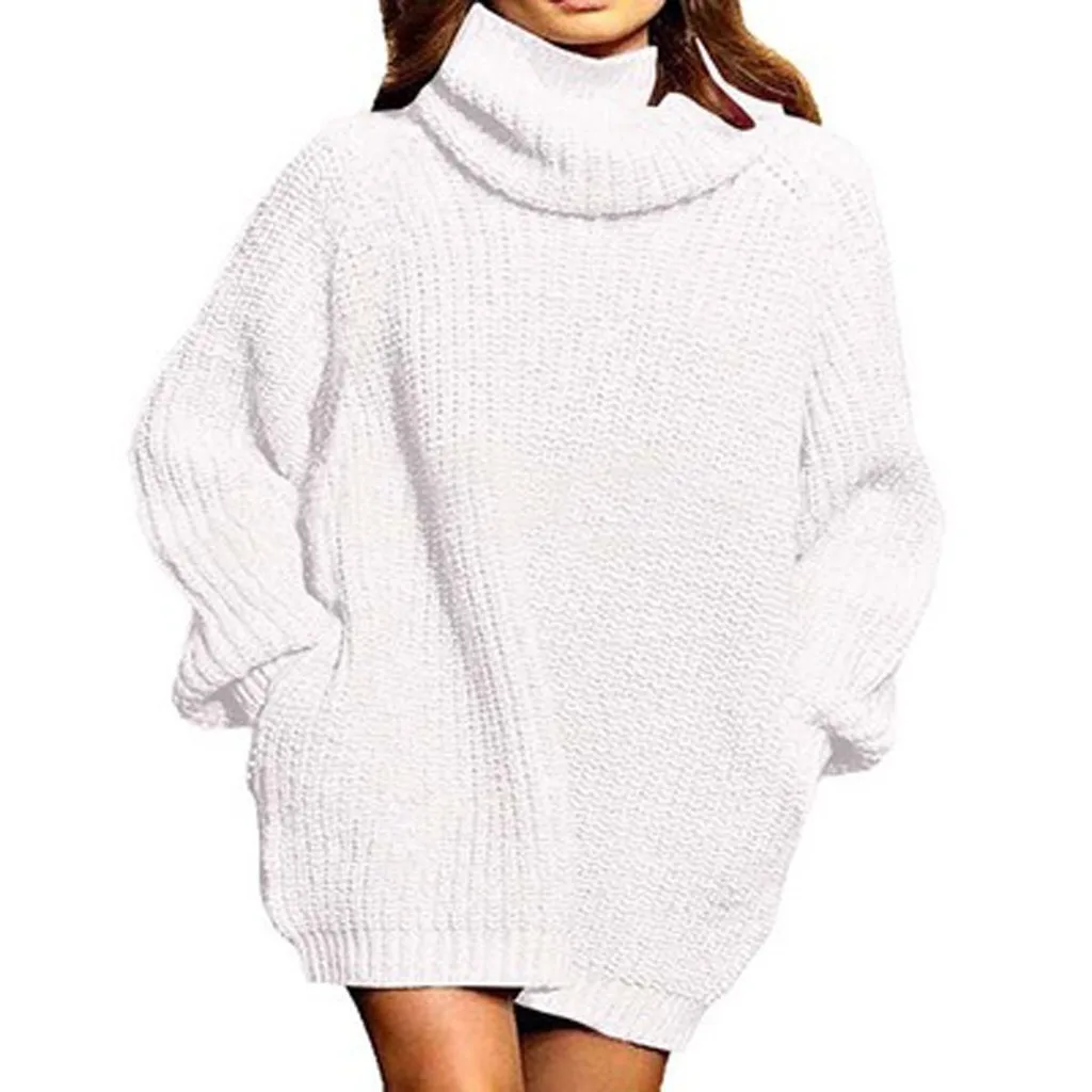 

Women's Fashion Long-Sleeved Solid Color Turtleneck Pullover Winter Sweater 2020