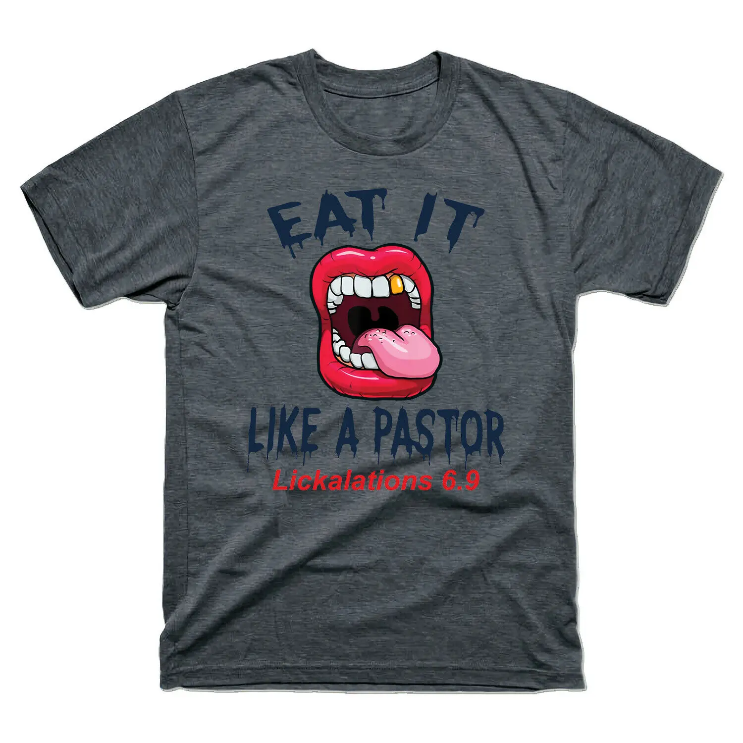 Забавная Мужская футболка из хлопка с рисунком рта съешь его как пастор Lickalations 6