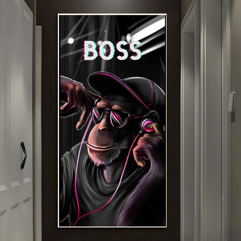 Современная обезьяна наушники орангутана поп-диджейская картина гостиная