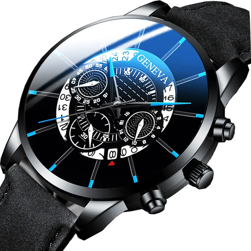 Часы наручные мужские кварцевые с кожаным ремешком спортивные роскошные