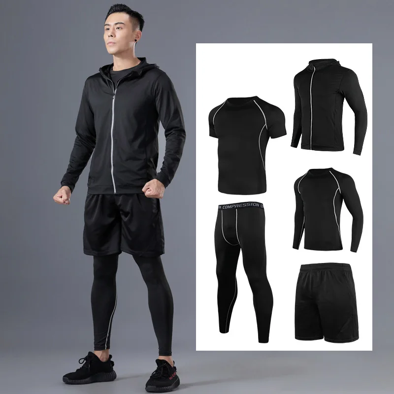 Мужская компрессионная спортивная одежда костюмы трико для тренажерного зала
