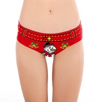sexy 3d snowman printed christmas panties for women cute girls xmas holiday red christmas tangas underwear plus size