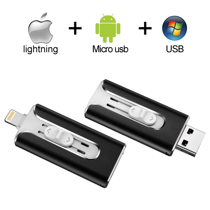 OTG USB флешка 64 Гб USB 3,0 для iPhone/iPad/IOS/Android/PC 128 ГБ 256 ГБ 32 ГБ 16 ГБ 8 ГБ металлический Флешка флеш-накопитель USB 3,0