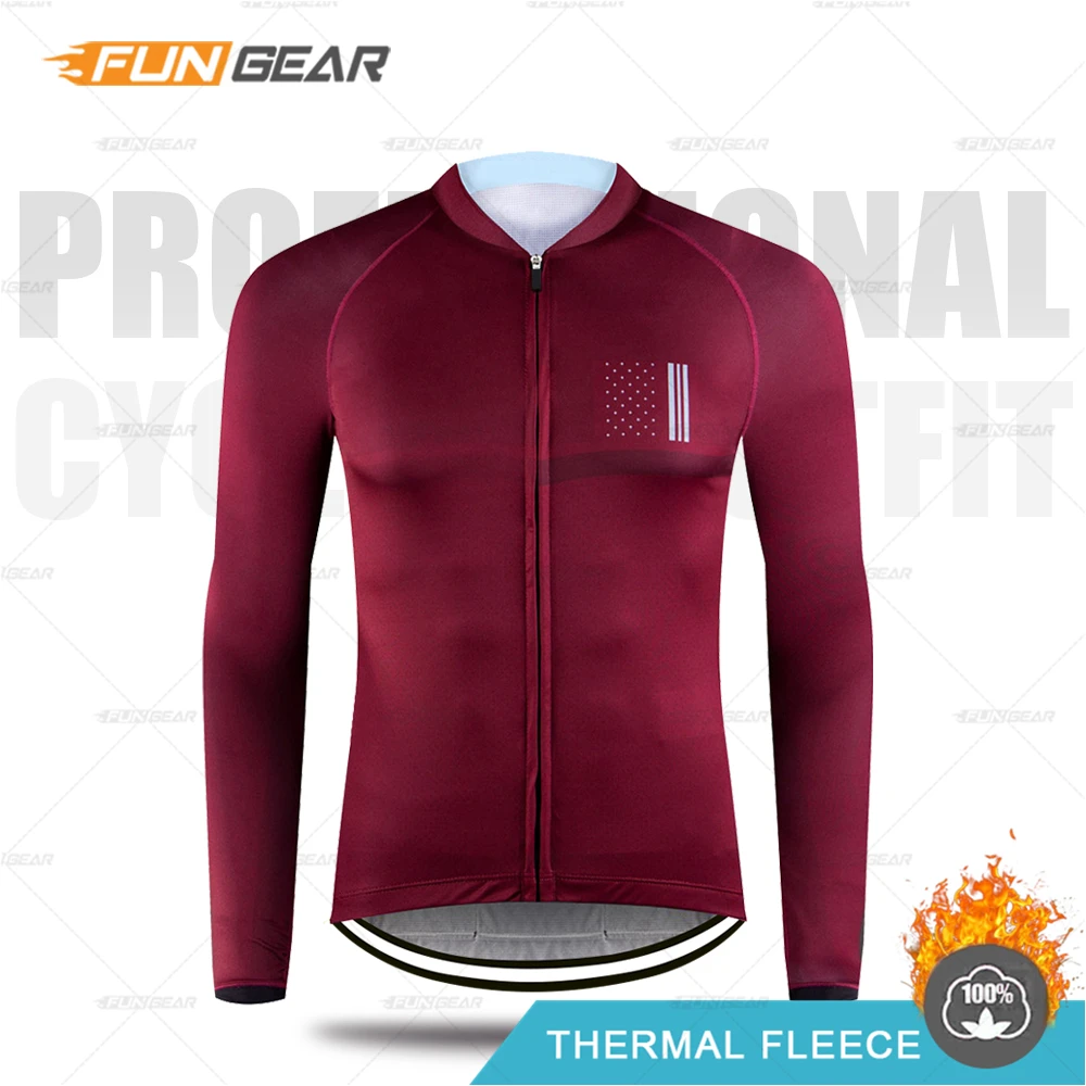 JERSEYS Зимняя мужская велосипедная Джерси с длинным рукавом, комплект, термальная флисовая велосипедная одежда, защита от холода, MTB, сохраняющая тепло, одежда для мужчин, для верховой езды - Цвет: JERSEYS