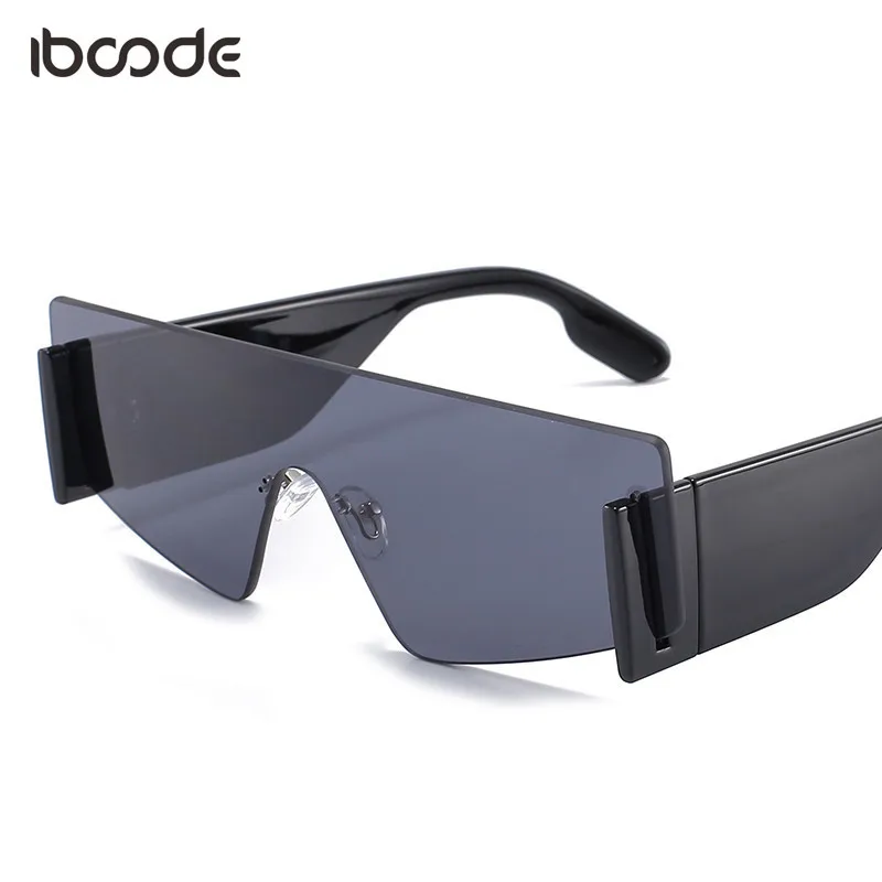 

iboode Fashion Female Rimless Sunglasses Men Luxury Oversize Sun Glasses Outdoor Driving Traveling Goggle Eyewear UV400 Shades