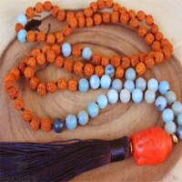 8mm amazonite gemstone rudraksha mala necklace 108 beads bless spirituality pray healing meditation chakas cuff gemstone yoga