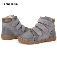 pekny bosa brand leather shoes girls boots barefoot shoes ankle martin boots boys flat boots size 25 35