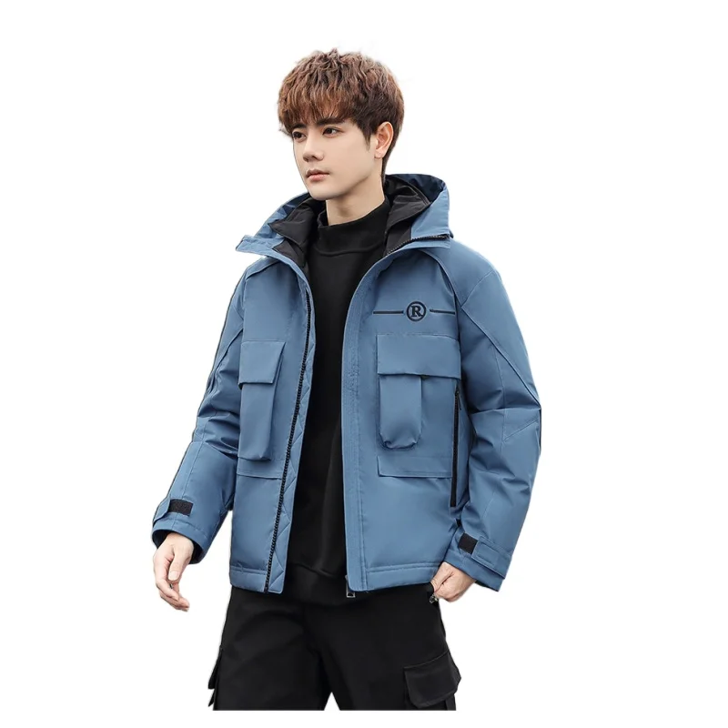 

Down Jacket Mens Fashion Workwear New Style Young Puffer Jacket Outerwear Short Thicken Outdoor Warm Winter White Duck Down Coat