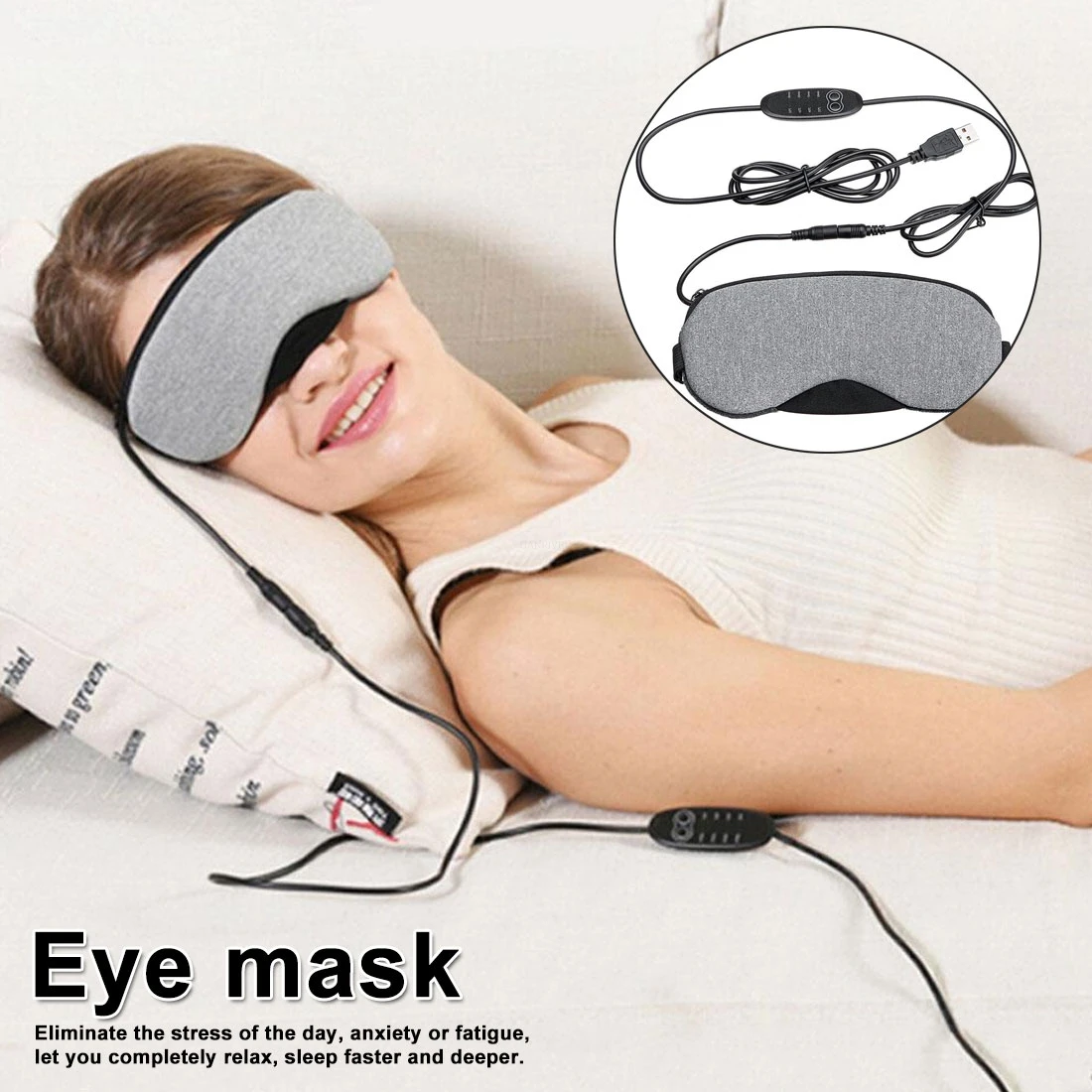 1pcs New Temperature Control Heat Steam Cotton Eye Mask Dry Tired Compress USB Hot Pads Eye Care