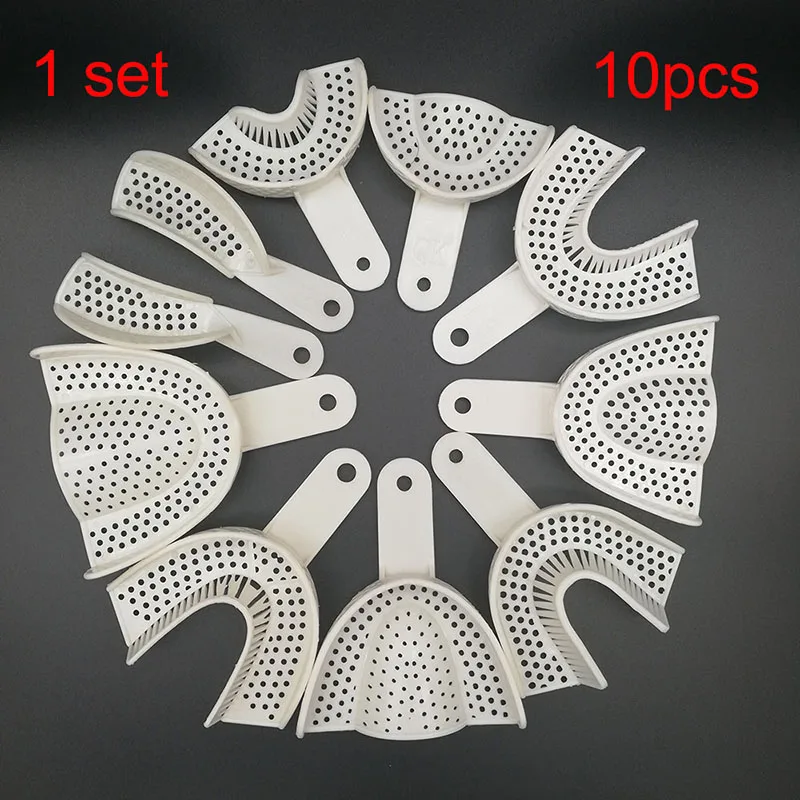 1 Set(5 pairs) 5 пар для зубных слепков пластиковые лотки без сетчатый лоток стоматология лабораторный Материал зубной ДЕРЖАТЕЛЬ лотки стоматологические инструменты - Цвет: 1 Set(5 pairs)