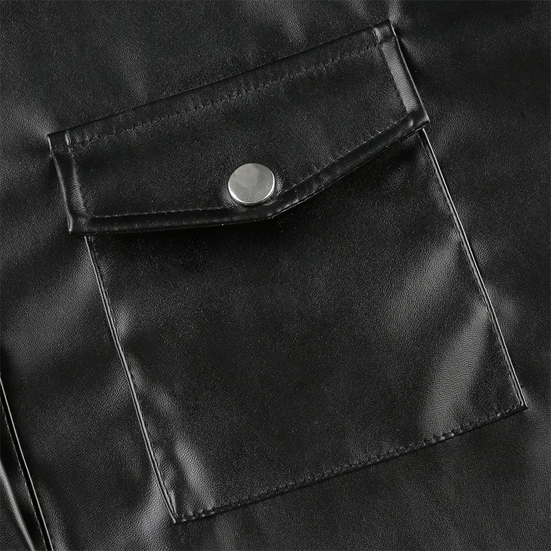 

Women Autumn Faux Leather PU Jacket Coat Winter Casual Bodyish Motorcycle Jacket Cool Outerwear Single Breasted Leather Coats