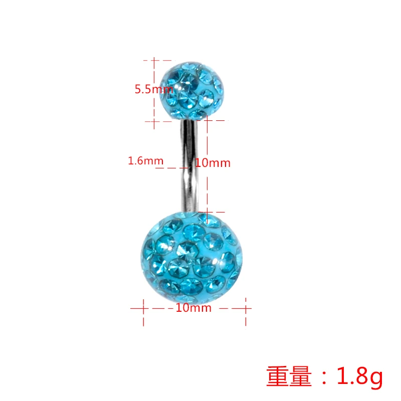 1 шт. хирургическая сталь или акрил 14 г кольца для пупка Хрустальный пирсинг не