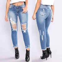women denim skinny trousers ripped jeans for women 2021 new hole vintage pencil pants high elasticity stretch trousers