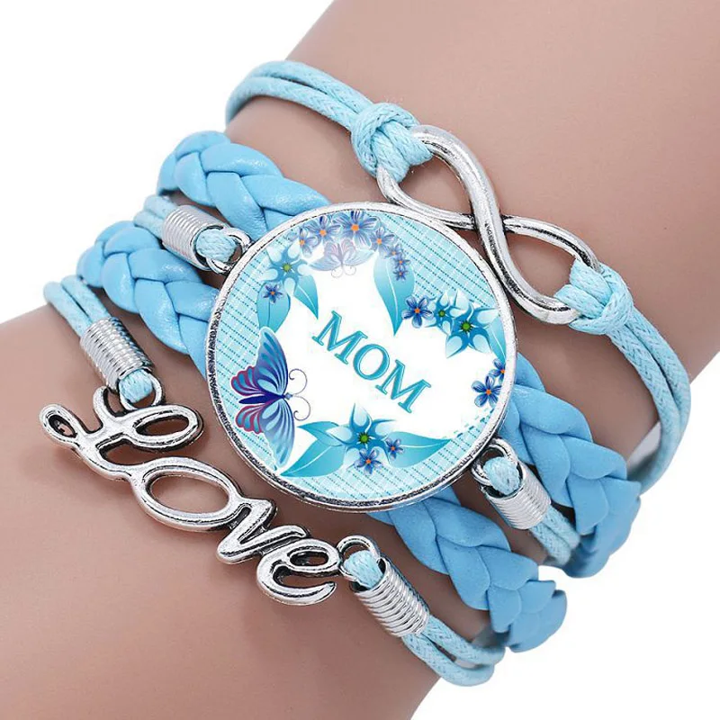 Браслеты BEST MOM EVER для женщин очаровательные плетеные кожаные веревочные цепочки