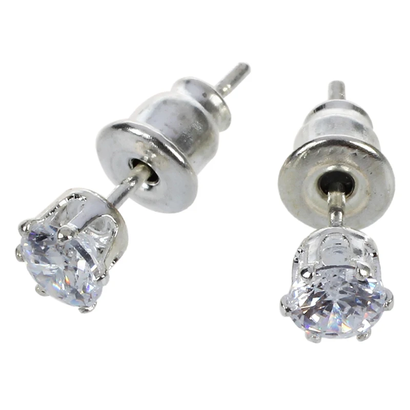 Блестящие серьги-гвоздики принцессы с покрытием из белого золота | Украшения и