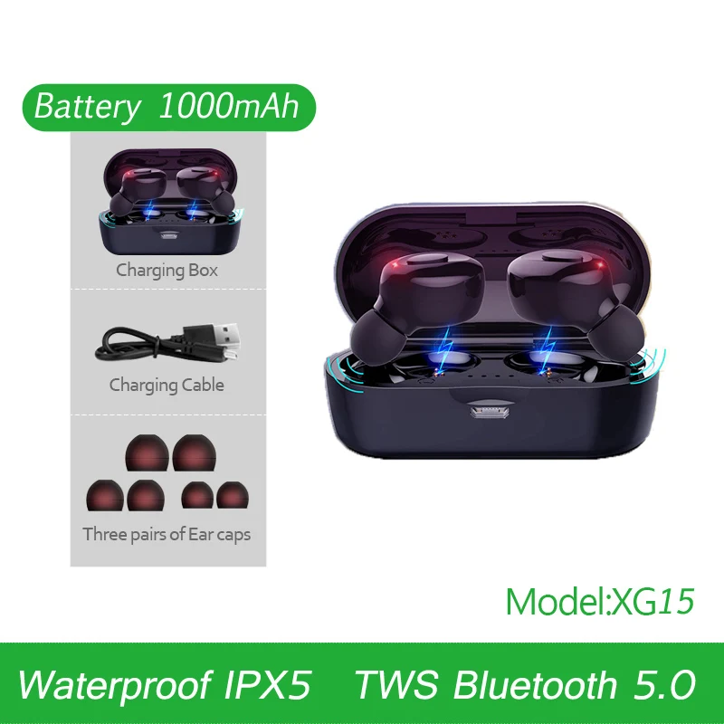 CBAOOO TWS 5,0, Bluetooth наушники, гарнитура, мощный светодиодный дисплей, беспроводные наушники, IPX7, водонепроницаемые спортивные наушники, стерео, бас, наушник - Цвет: D