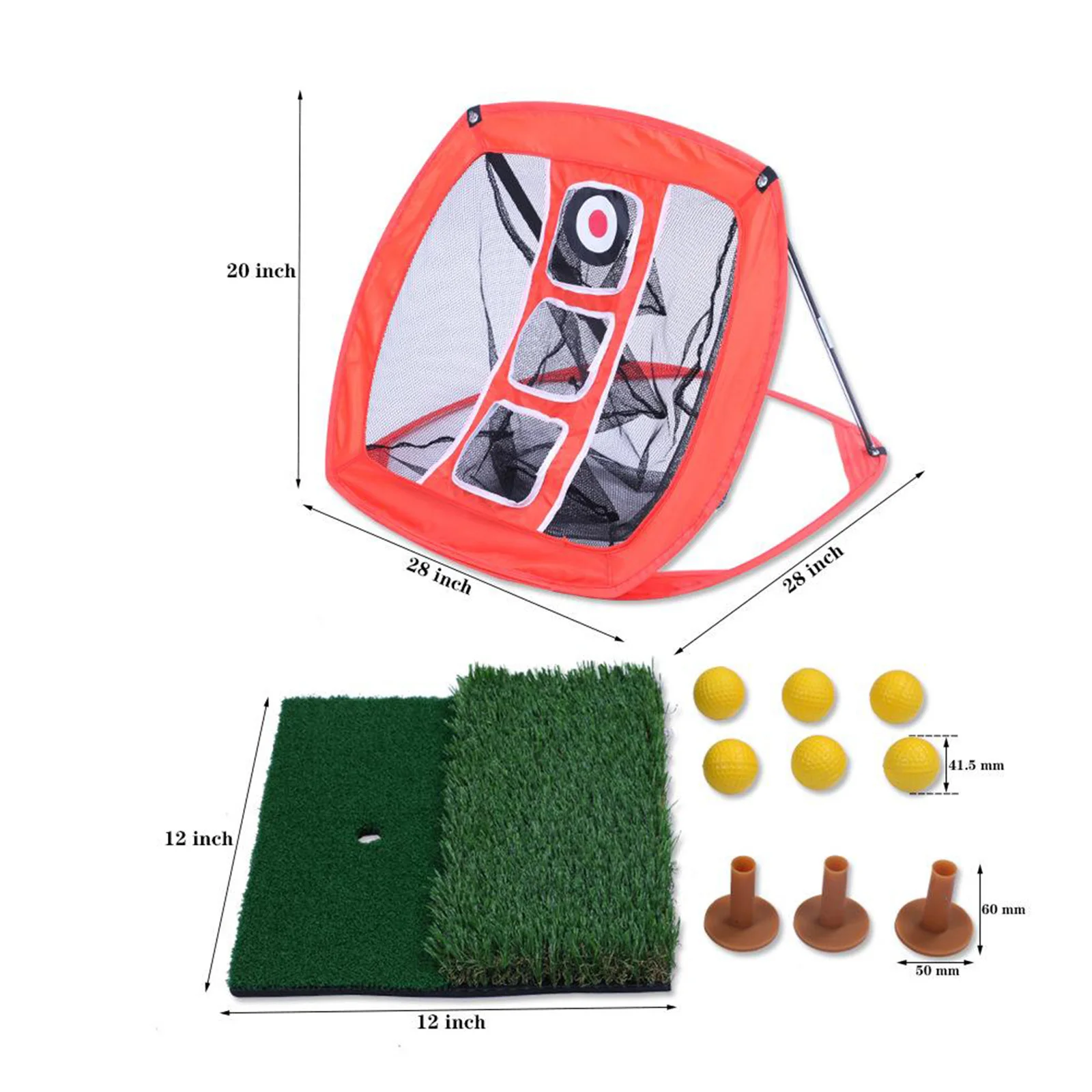 

Golf Chipping Net Garden Backyard Cage Hitting Putting Mat Pad Rubber Tee Holder