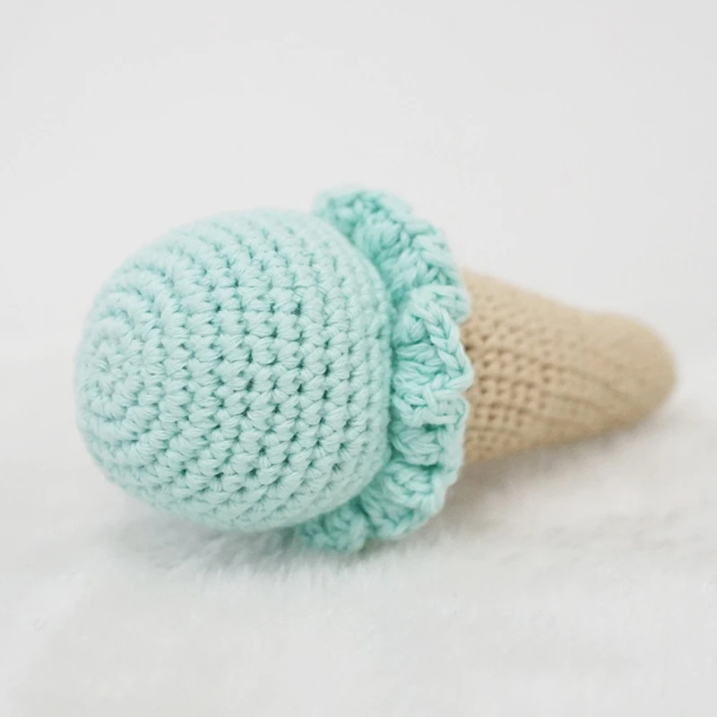 DIY вязанное крючком мороженое погремушка для детей младенцев прорезывание зубов