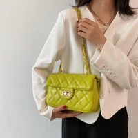 lingge small pu leather flap crossbody bags for women 2021 designer fashion shoulder purses and handbags chain kiwi green