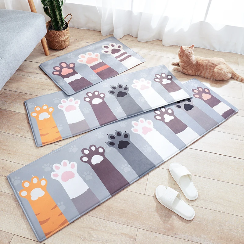 Милый кошачий коготь дверной коврик ковер с изображением рыбок мягкие