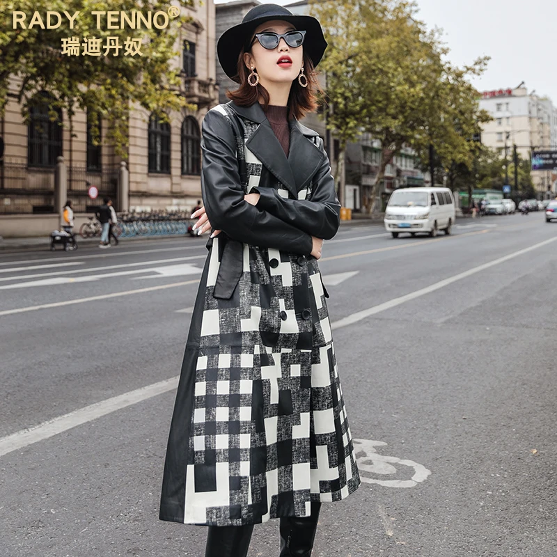 

JCHB 2021 leather new genuine jacket Women's Mid-length sheepskin jacket women's suit collar leather jacket