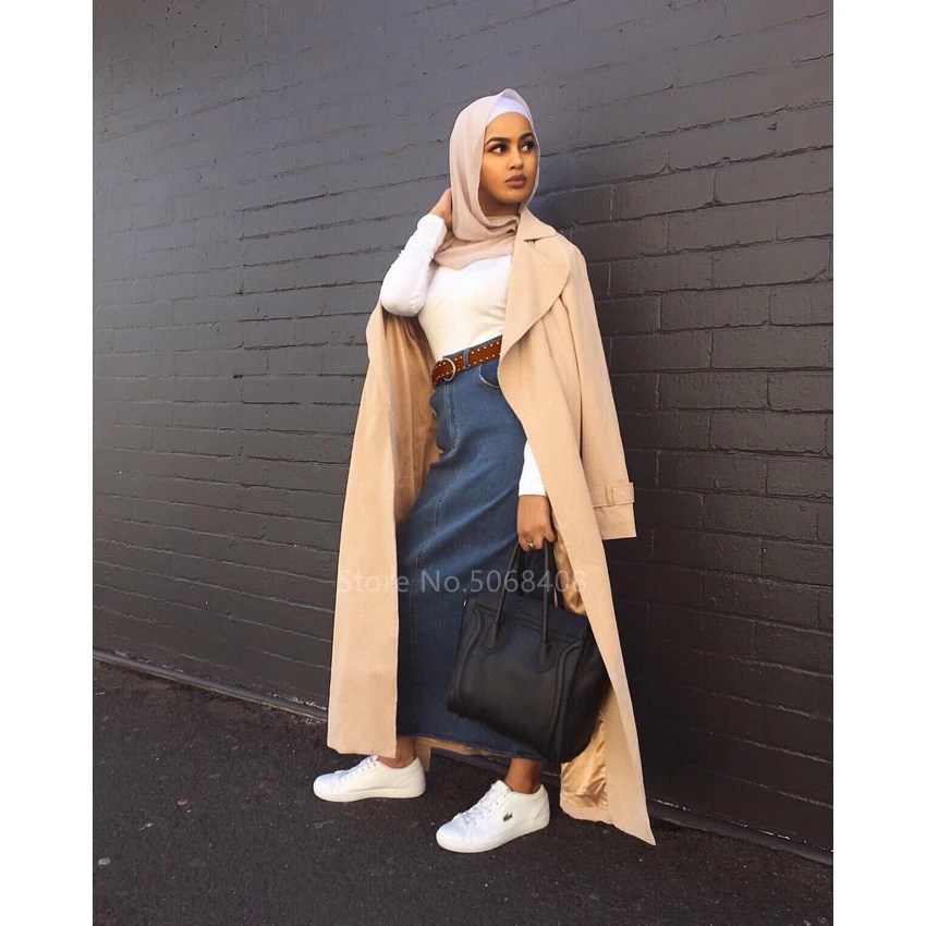 Мусульманская Abaya женская джинсовая Дубаи длинная юбка карандаш платье хиджаб