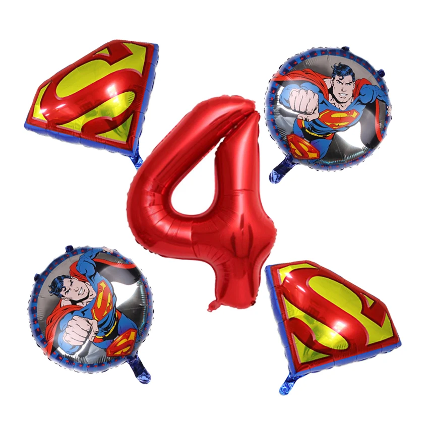 Набор воздушных шаров из алюминиевой пленки с супергероем для мальчиков 5 шт.