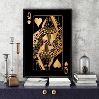 yellow queen poker king oil painting poster nordic wall art print cloth painting living room mural modern home decoration