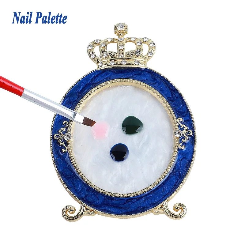 

Resin Pearl Crown Frame Palette For Nail Retro Flower Nail Piece For Display Ornaments Board Manicure Drawing Gel Color Mix Tool
