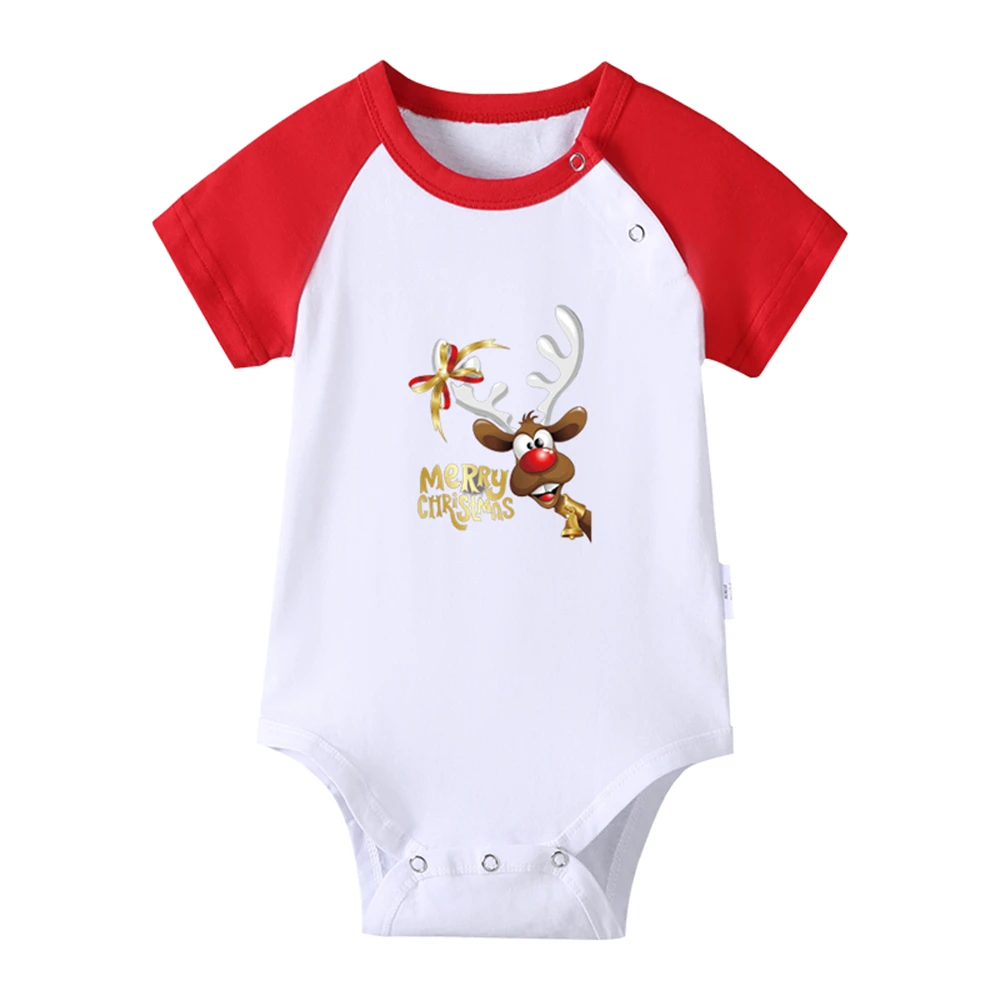 

Детский комбинезон с коротким рукавом и принтом «олень»