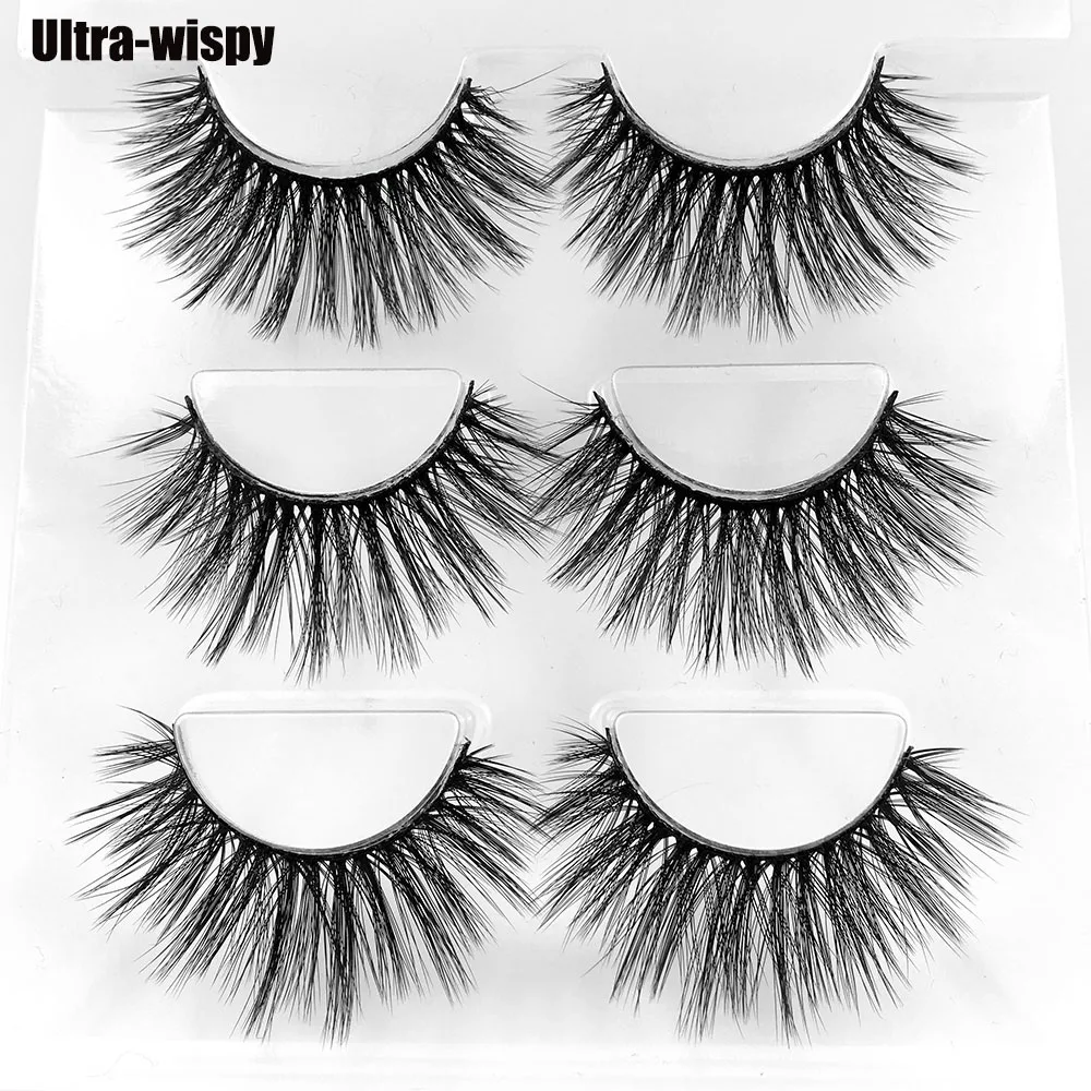 Ultra-wispy 3 пары детских хлопковых утепленных колготок на многоразовые 3D толстый крест Толстые Длинные Накладные ресницы Объемные тонкими ручная раобота, наращивание ресниц макияж Красота инструменты - Цвет: Ultra-wispy