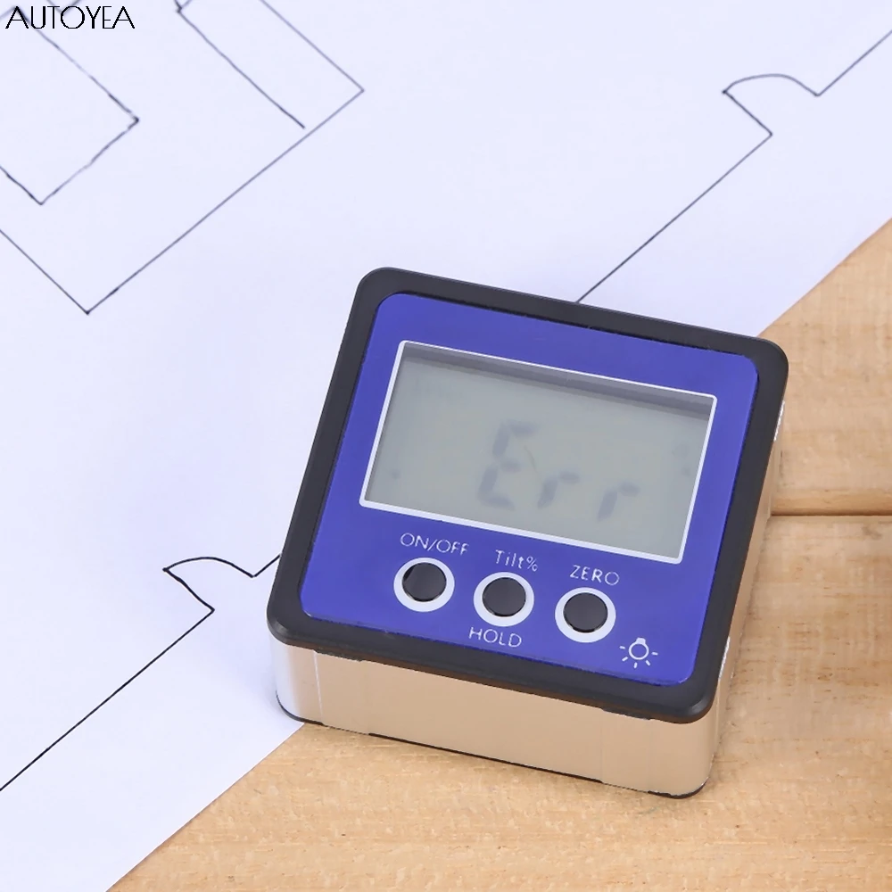 

Electronic Protractor Digital Inclinometer 0-360 Aluminum Alloy Digital Bevel Box Angle Gauge Meter Magnets Base Measuring Tool