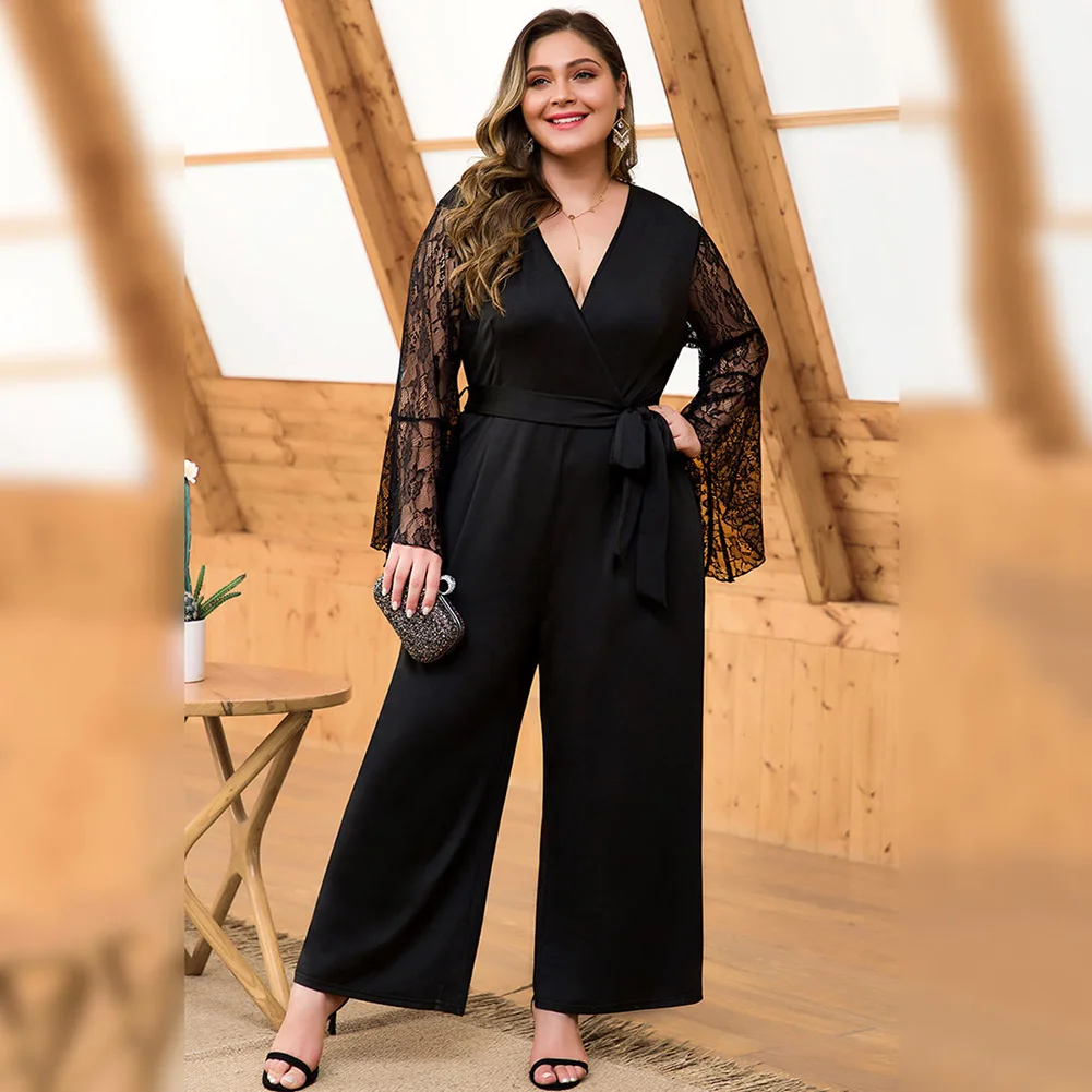 Женский Осенний комбинезон размера плюс 4XL сексуальный большого с меховым