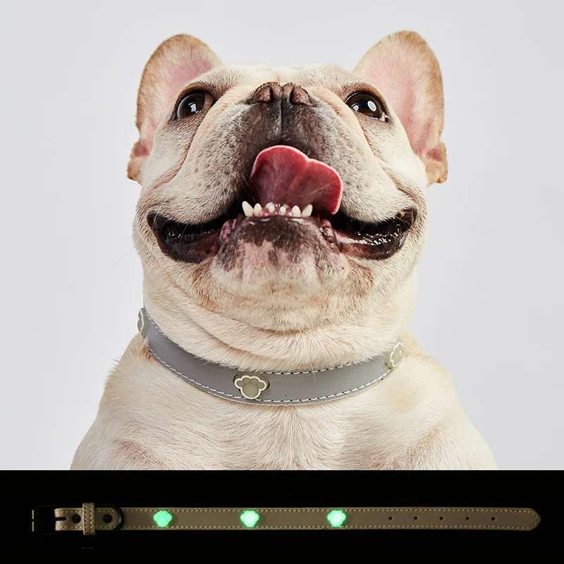 

Dogs Collars Adjustable Collar Dogs Night Light Collars Dog Harness No Pull PU Leather Dog Collar Accessories Harness Fashion