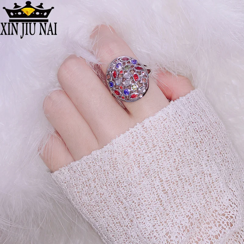 Роскошные кольца с цветным кристаллом фиолетовые Зеленые персонализированные