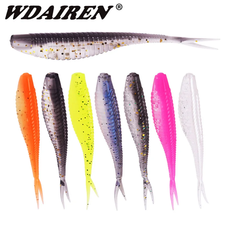 

10pcs Jig Fishing Soft Silicone Lure 7cm 1.8g Minnow Worm Wobblers Double Color Artificial Bait Bass Saltwater Freshwater Tackle