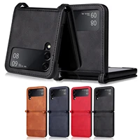 leather phone case for samsung galaxy z flip 3 5g card slots protective shockproof cover ultra slim