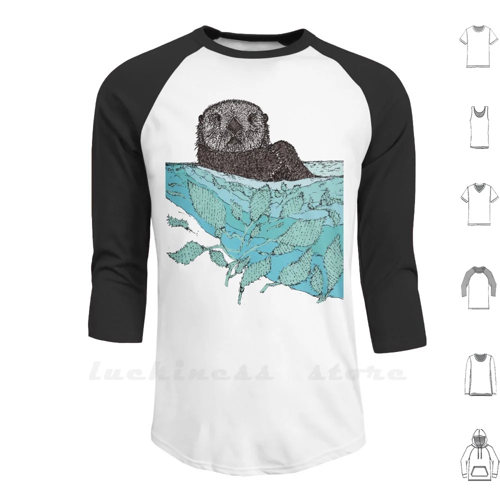 Худи с длинным рукавом морская выдра животные выдра|Мужские толстовки и