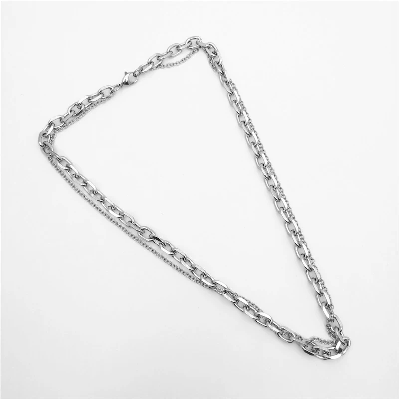 Ожерелье из нержавеющей стали для женщин цепочка многослойная с квадратным