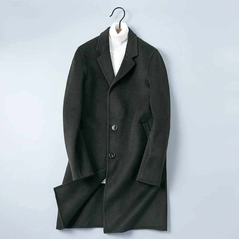 Классическое рождественское Подарочное мужское шерстяное пальто с двумя